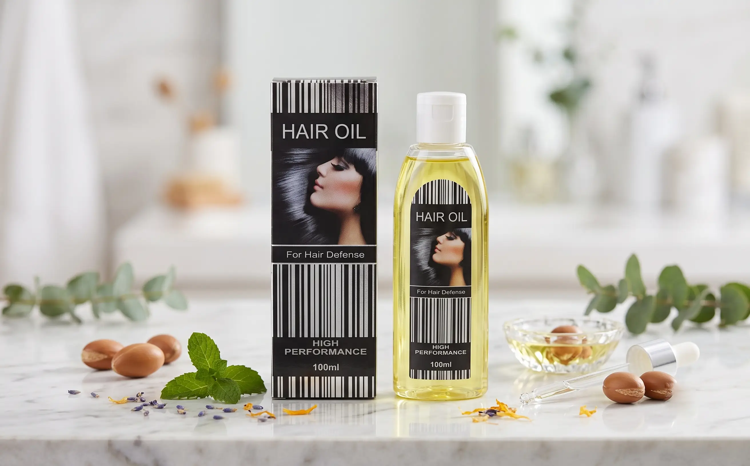Hair oil bottle with a Flip Top Cap